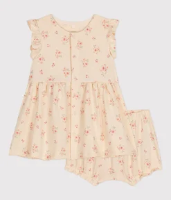 Petit Bateau Kleider|Newborn*Baby-Kleid und -Bloomer aus leichtem Jerseystoff weiss AVALANCHE/ MULTICO