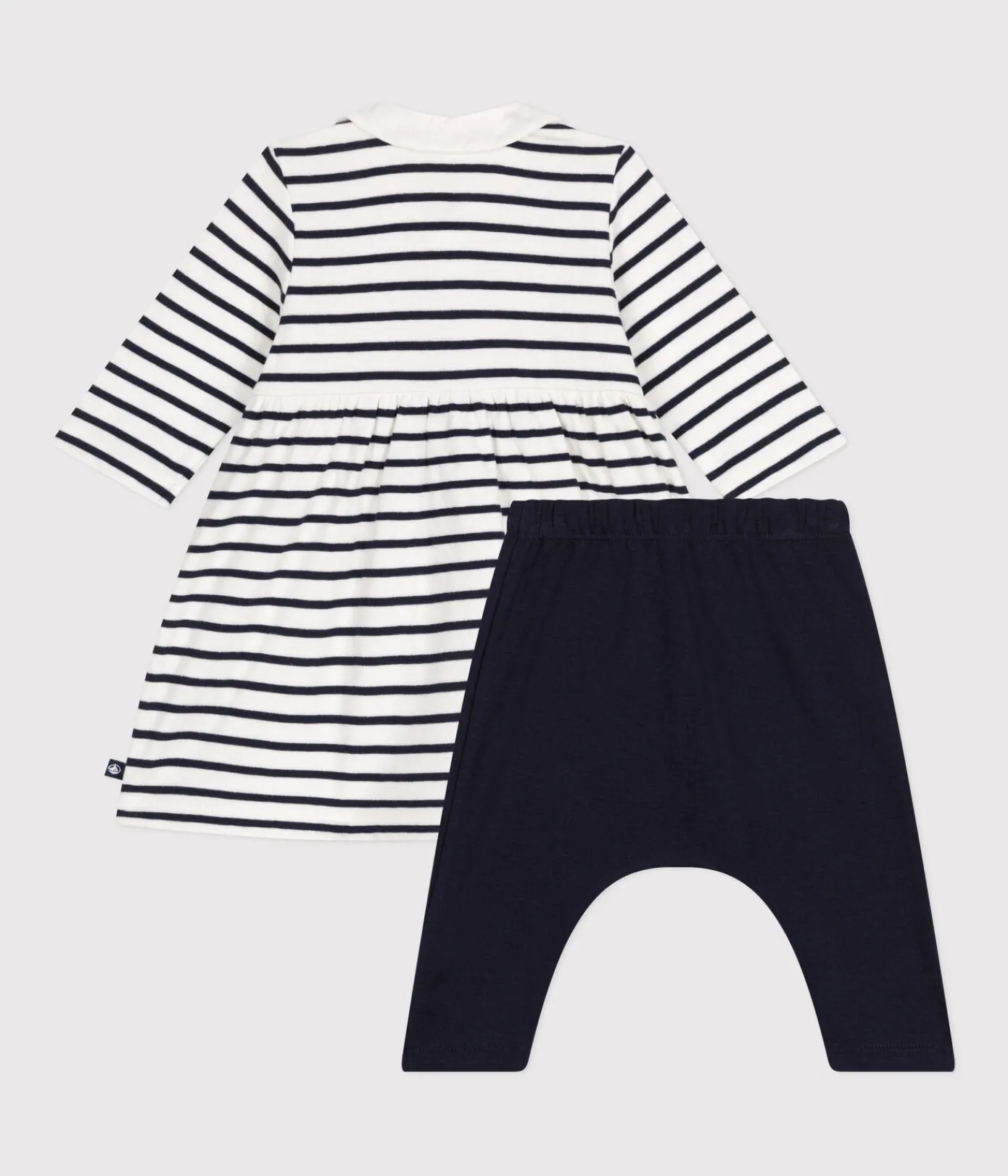 Petit Bateau Kleider|Newborn*Baby-Kleid und Leggings aus Baumwolle weiss MARSHMALLOW/blau SMOKING