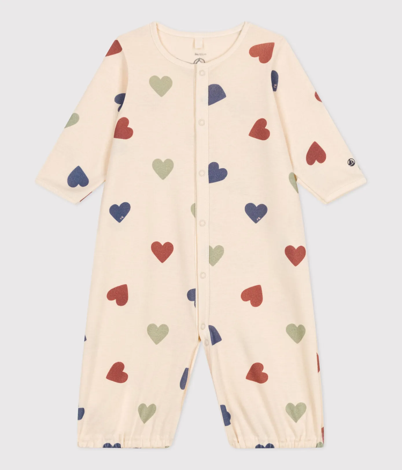 Petit Bateau Schlafanzüge, Strampler|Newborn*Baby-Kombi-Overall aus Baumwolle mit Herzmotiv weiss AVALANCHE/ MULTICO