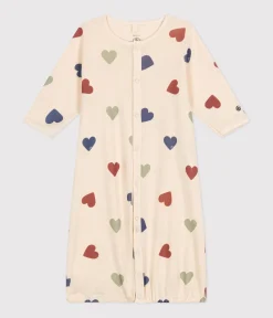 Petit Bateau Schlafanzüge, Strampler|Newborn*Baby-Kombi-Overall aus Baumwolle mit Herzmotiv weiss AVALANCHE/ MULTICO