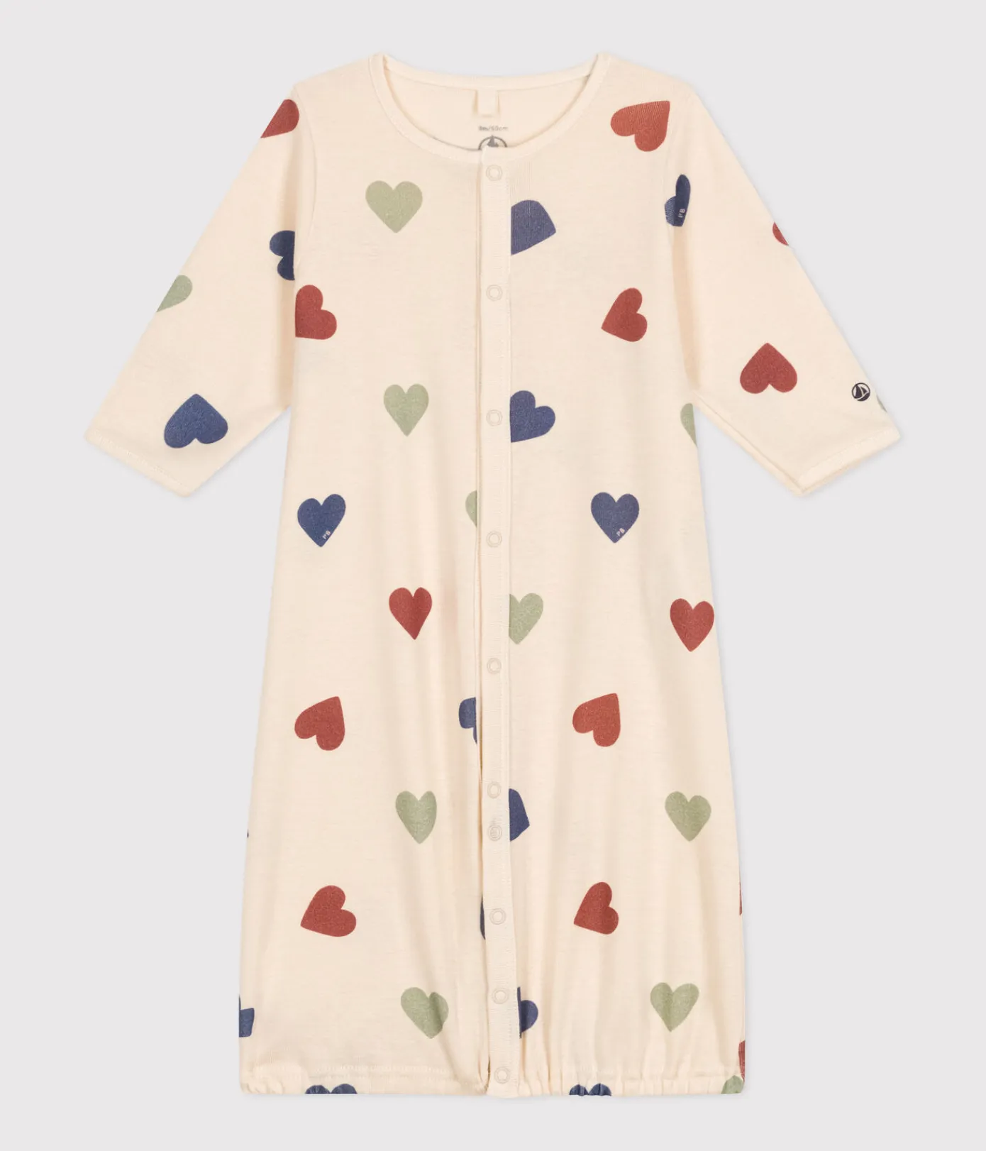 Petit Bateau Schlafanzüge, Strampler|Newborn*Baby-Kombi-Overall aus Baumwolle mit Herzmotiv weiss AVALANCHE/ MULTICO