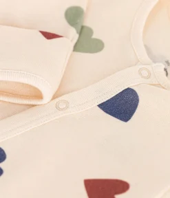 Petit Bateau Schlafanzüge, Strampler|Newborn*Baby-Kombi-Overall aus Baumwolle mit Herzmotiv weiss AVALANCHE/ MULTICO