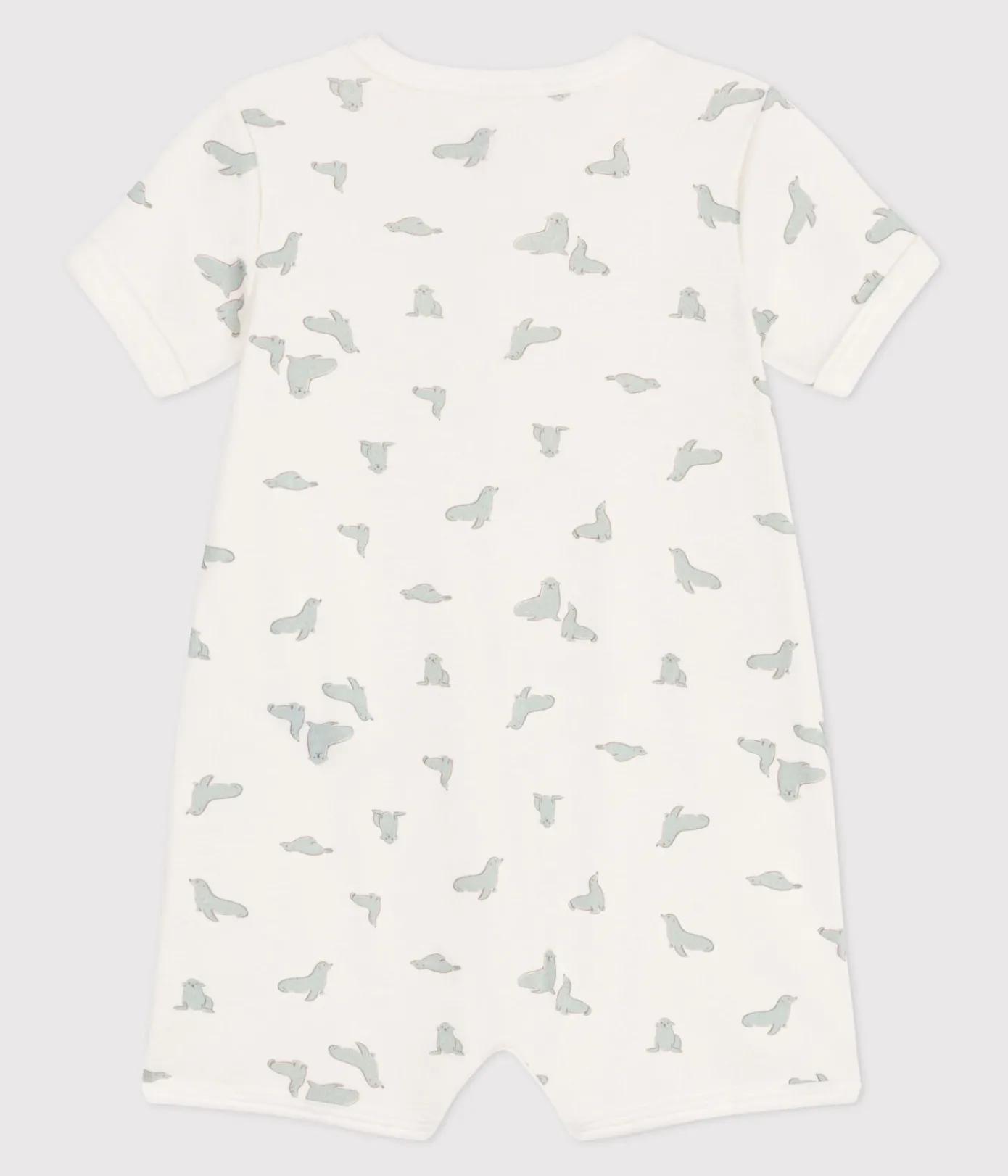 Petit Bateau Schlafanzüge, Strampler|Sets, Overalls & Latzhosen*Baby-Kurzoverall aus Baumwolle mit Seehund weiss MARSHMALLOW/weiss MULTICO
