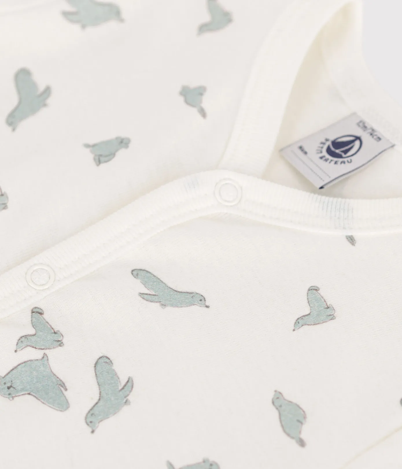 Petit Bateau Schlafanzüge, Strampler|Sets, Overalls & Latzhosen*Baby-Kurzoverall aus Baumwolle mit Seehund weiss MARSHMALLOW/weiss MULTICO
