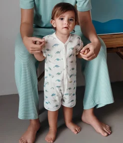 Petit Bateau Schlafanzüge, Strampler|Sets, Overalls & Latzhosen*Baby-Kurzoverall aus Baumwolle mit Dinos weiss MARSHMALLOW/weiss MULTICO