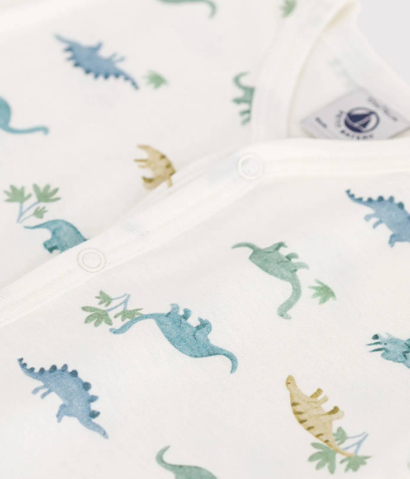 Petit Bateau Schlafanzüge, Strampler|Sets, Overalls & Latzhosen*Baby-Kurzoverall aus Baumwolle mit Dinos weiss MARSHMALLOW/weiss MULTICO