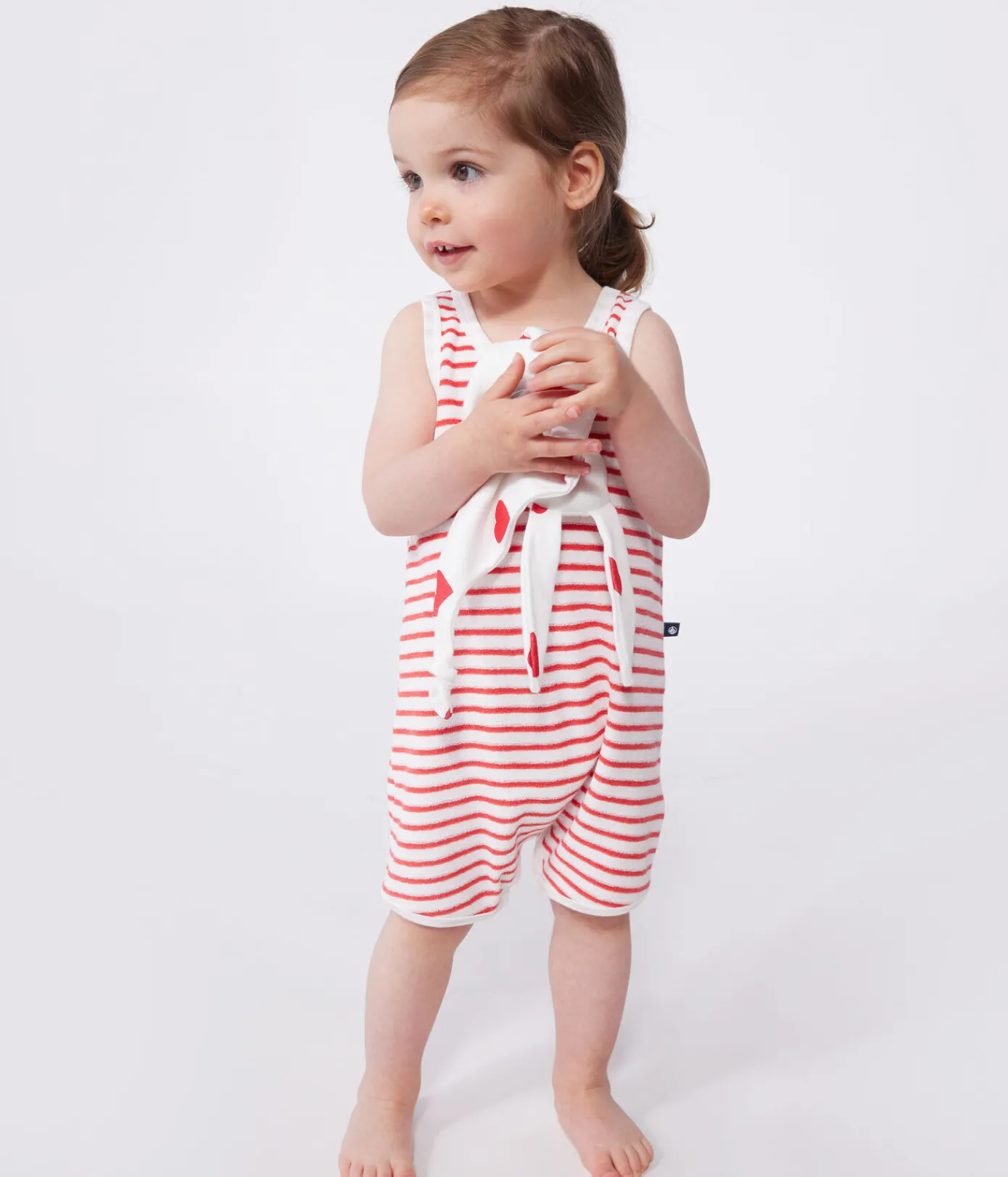 Petit Bateau Schlafanzüge, Strampler|Sets, Overalls & Latzhosen*Baby-Kurzoverall aus Baumwolle mit Streifen ROT MARSHMALLOW/ SPI