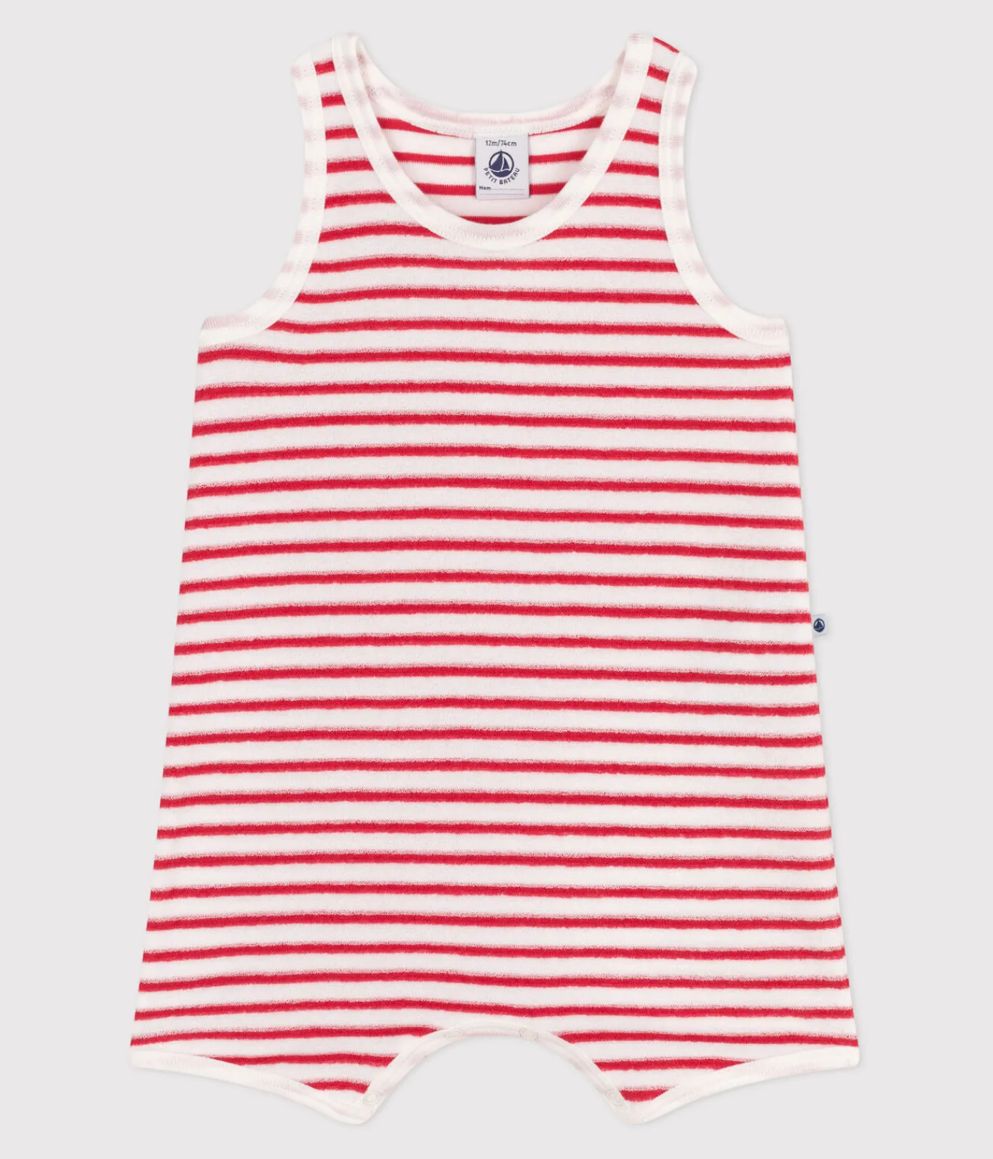 Petit Bateau Schlafanzüge, Strampler|Sets, Overalls & Latzhosen*Baby-Kurzoverall aus Baumwolle mit Streifen ROT MARSHMALLOW/ SPI