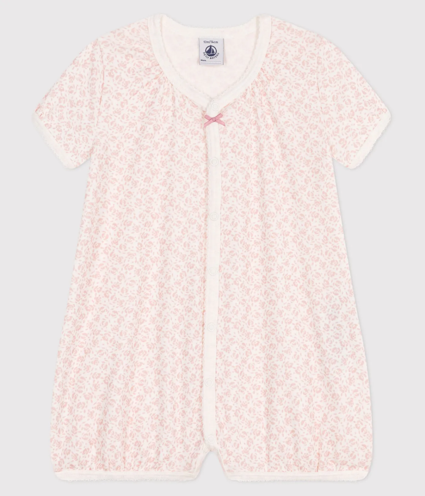 Petit Bateau Schlafanzüge, Strampler|Sets, Overalls & Latzhosen*Baby-Kurzoverall aus Baumwolle mit Blumenmotiv MARSHMALLOW/ PANTY