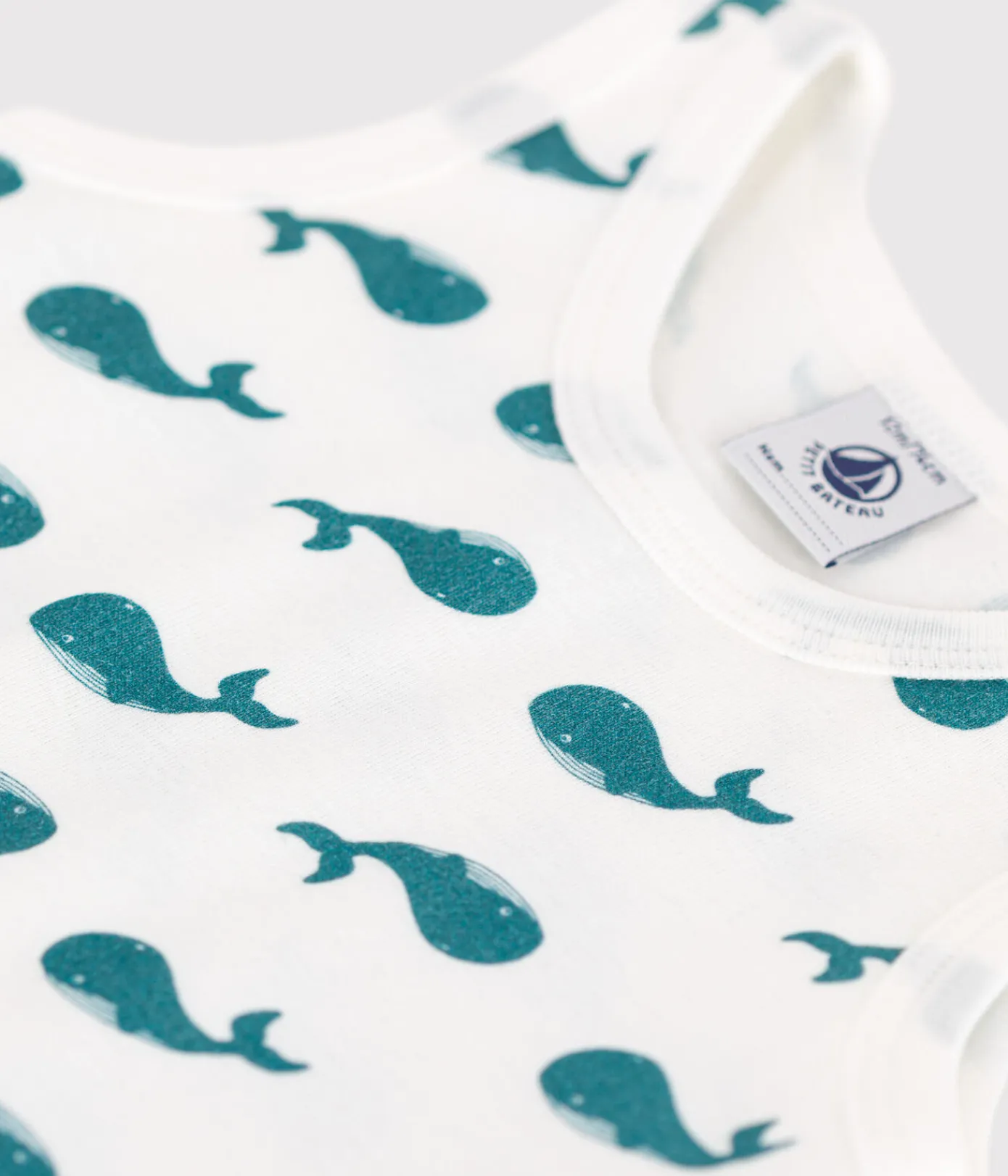 Petit Bateau Schlafanzüge, Strampler|Sets, Overalls & Latzhosen*Baby-Kurzoverall aus Baumwolle mit Walen grün MARSHMALLOW/ DRAGONFLY