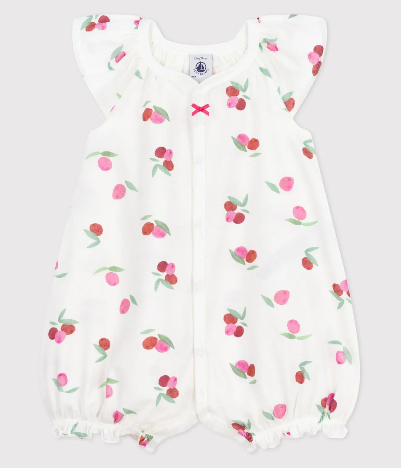 Petit Bateau Schlafanzüge, Strampler|Sets, Overalls & Latzhosen*Baby-Kurzoverall aus Baumwolle mit Frucht-Motiv weiss MARSHMALLOW/weiss MULTICO