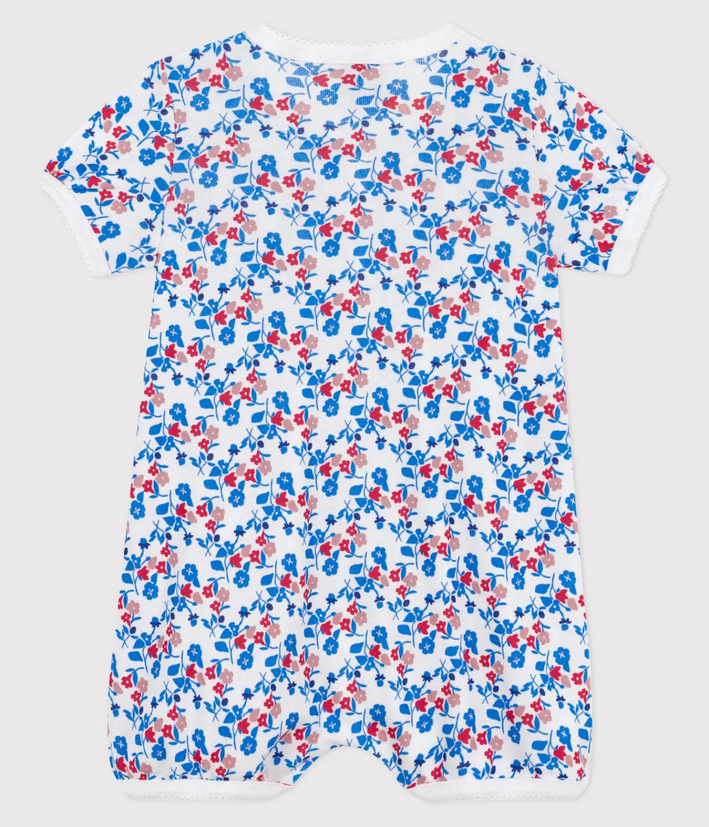Petit Bateau Schlafanzüge, Strampler|Sets, Overalls & Latzhosen*Baby-Kurzoverall aus Baumwolle mit Blumenmotiv weiss MARSHMALLOW/weiss MULTICO