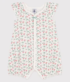 Petit Bateau Schlafanzüge, Strampler|Sets, Overalls & Latzhosen*Baby-Kurzoverall aus Baumwolle mit Blumenmotiv weiss MARSHMALLOW/weiss MULTICO