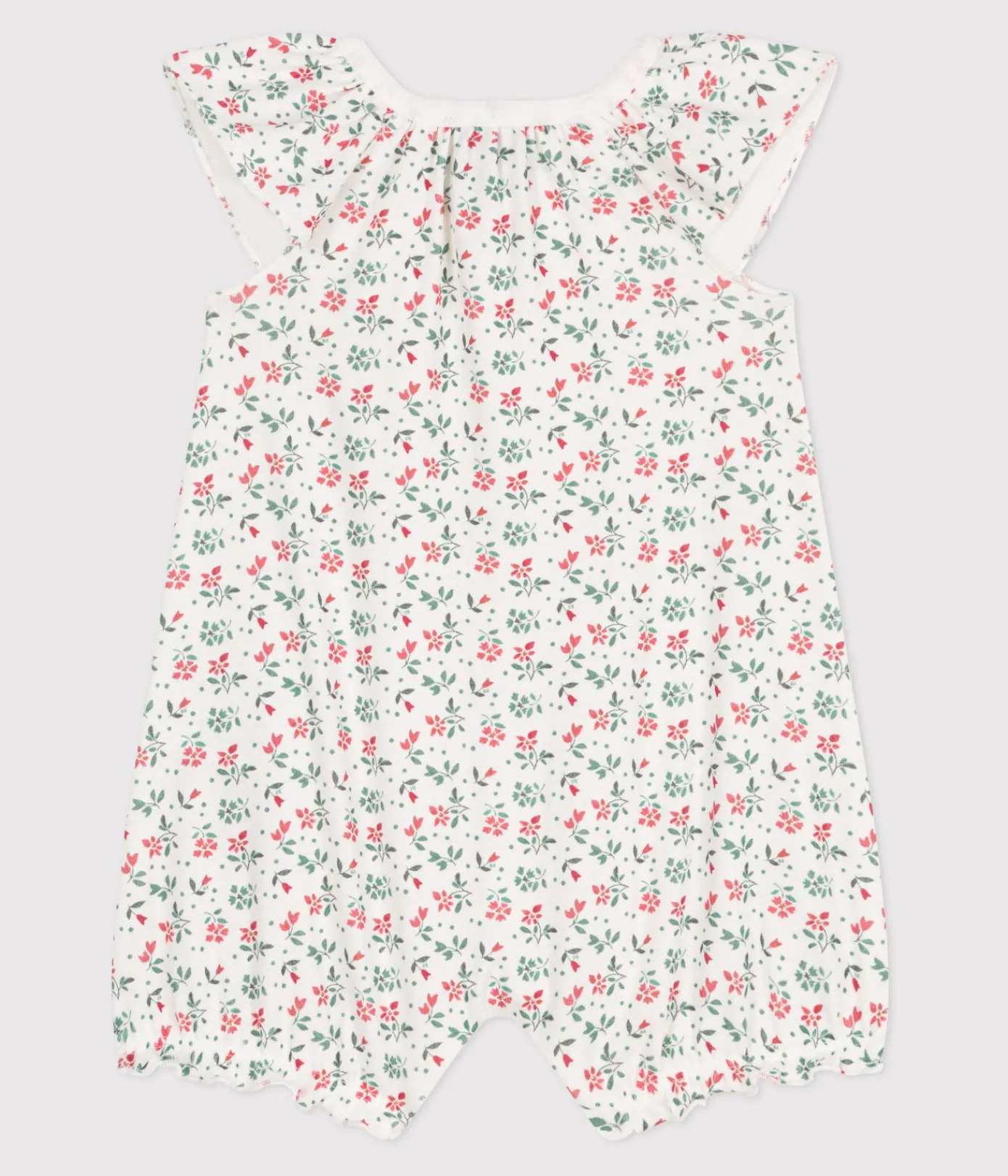 Petit Bateau Schlafanzüge, Strampler|Sets, Overalls & Latzhosen*Baby-Kurzoverall aus Baumwolle mit Blumenmotiv weiss MARSHMALLOW/weiss MULTICO