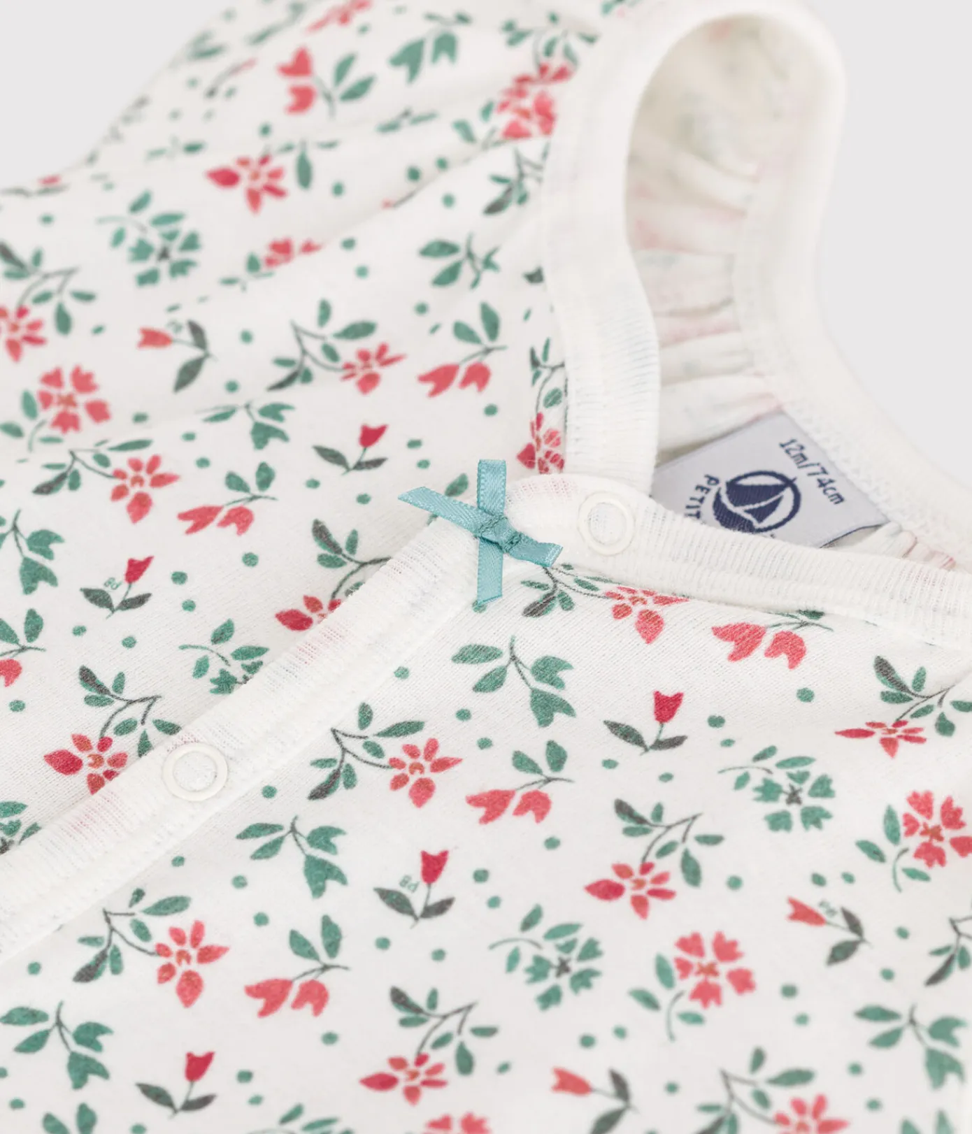 Petit Bateau Schlafanzüge, Strampler|Sets, Overalls & Latzhosen*Baby-Kurzoverall aus Baumwolle mit Blumenmotiv weiss MARSHMALLOW/weiss MULTICO