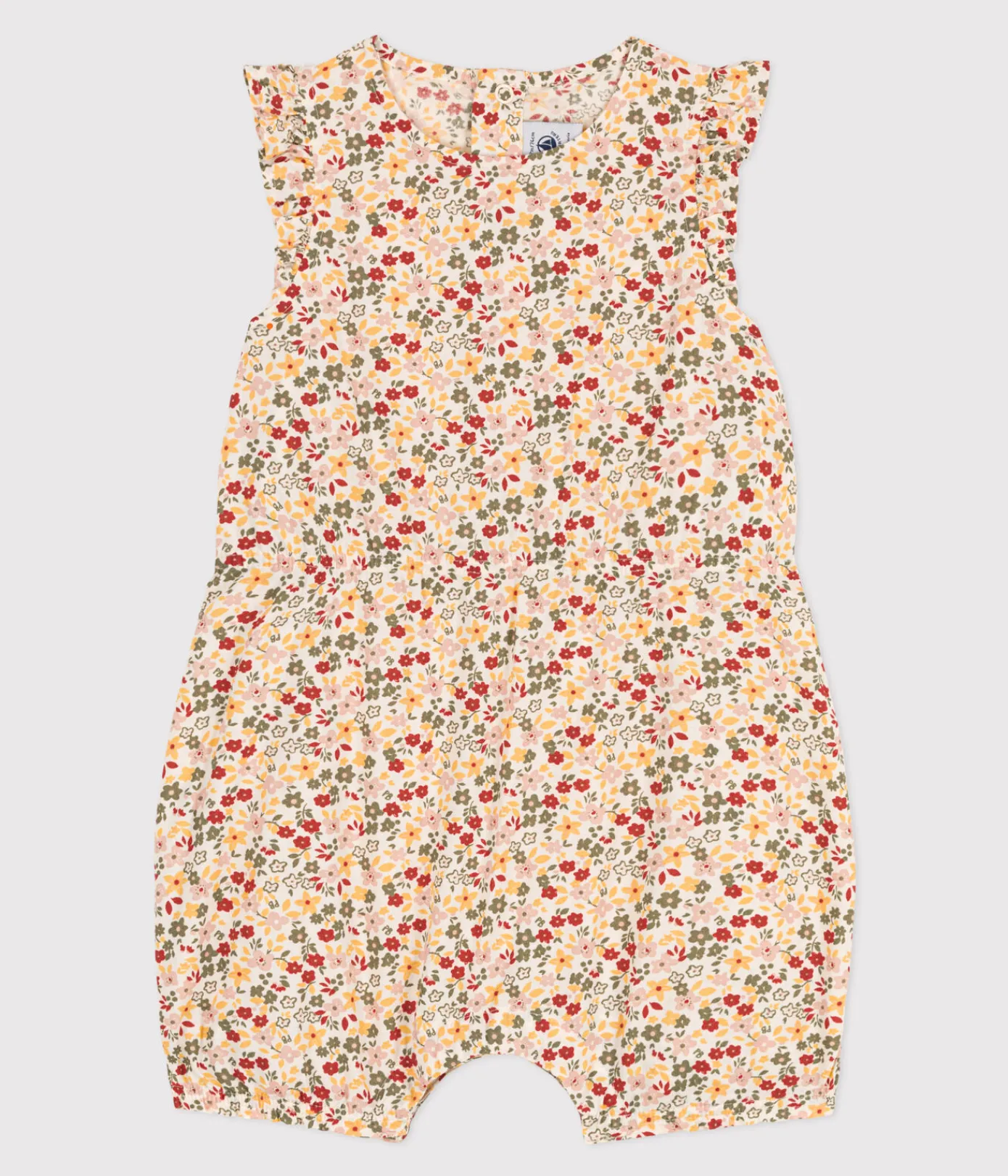 Petit Bateau Schlafanzüge, Strampler|Sets, Overalls & Latzhosen*Baby-Kurzoverall aus bedrucktem Popeline weiss AVALANCHE/ MULTICO