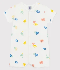 Petit Bateau Schlafanzüge, Strampler|Sets, Overalls & Latzhosen*Baby-Kurzoverall aus bedruckter Baumwolle weiss MARSHMALLOW/weiss MULTICO