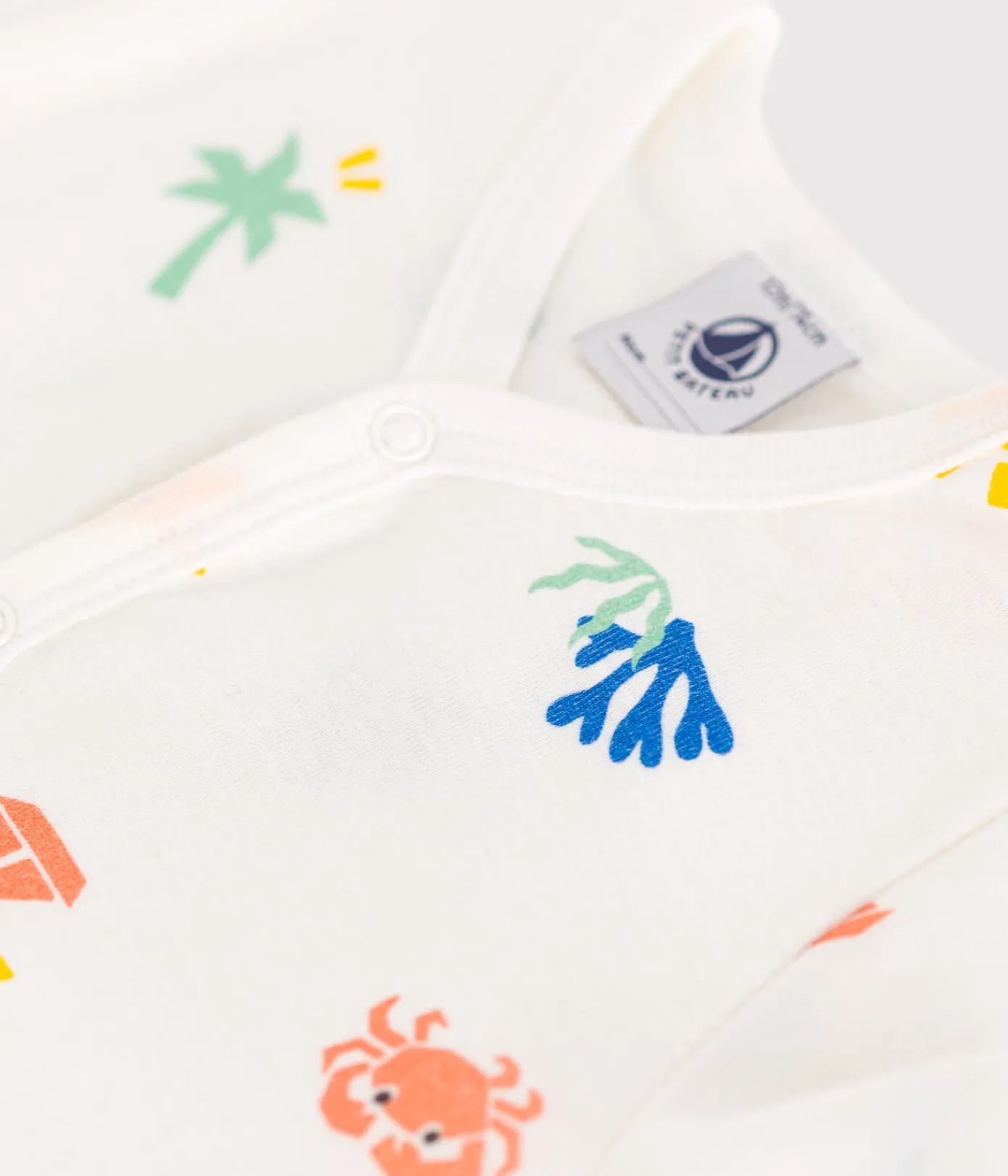 Petit Bateau Schlafanzüge, Strampler|Sets, Overalls & Latzhosen*Baby-Kurzoverall aus bedruckter Baumwolle weiss MARSHMALLOW/weiss MULTICO