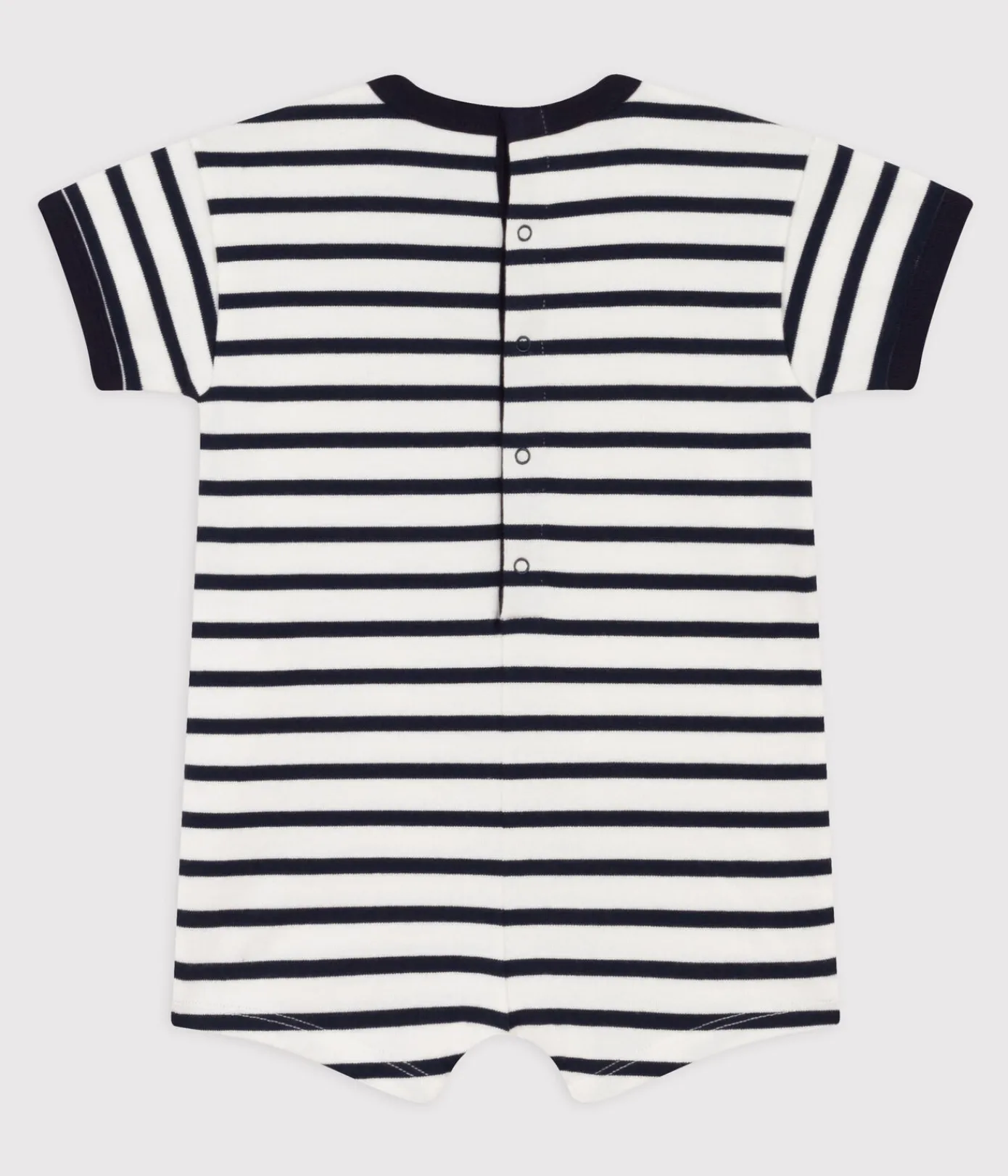 Petit Bateau Schlafanzüge, Strampler|Sets, Overalls & Latzhosen*Baby-Kurzoverall aus dickem Jersey im Streifenlook weiss MARSHMALLOW/blau SMOKING