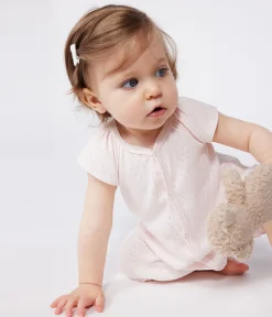 Petit Bateau Schlafanzüge, Strampler|Sets, Overalls & Latzhosen*Baby-Kurzoverall aus einfarbiger Baumwolle rosa FLEUR