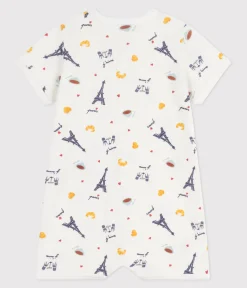 Petit Bateau Schlafanzüge, Strampler|Sets, Overalls & Latzhosen*Baby-Kurzoverall mit Kragen aus Baumwolle Paris-Motiv weiss MARSHMALLOW/weiss MULTICO