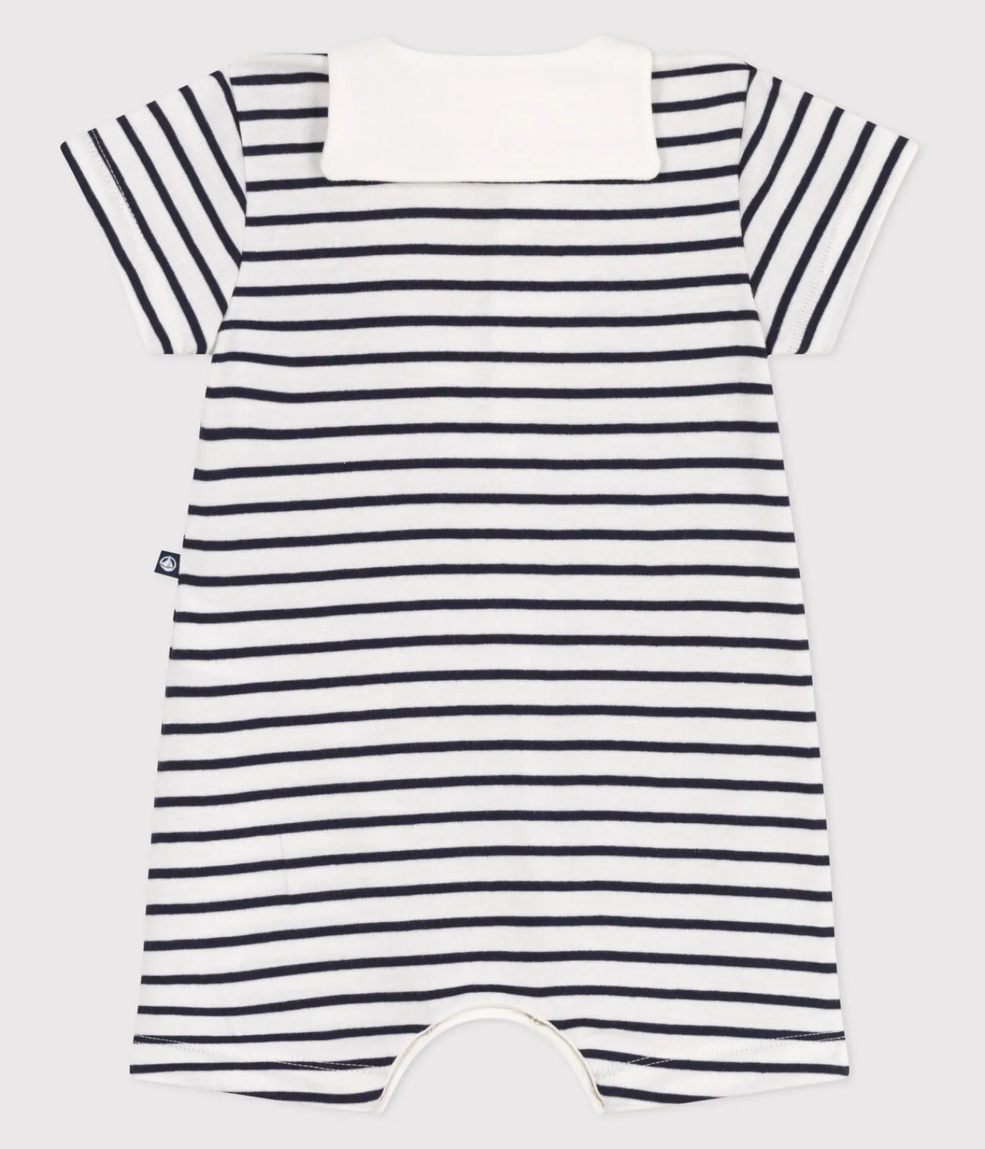Petit Bateau Sets, Overalls & Latzhosen|Newborn*Baby-Kurzoverall mit Matrosenkragen aus gestreifter Baumwolle weiss MARSHMALLOW/blau SMOKING