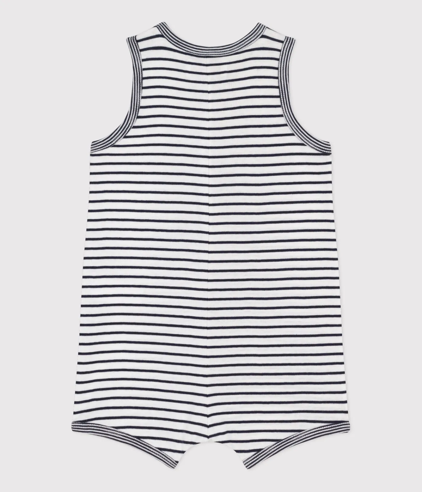 Petit Bateau Sets, Overalls & Latzhosen*Baby-Kurzoverall Monsieur Madame aus Baumwolle weiss MARSHMALLOW/blau SMOKING