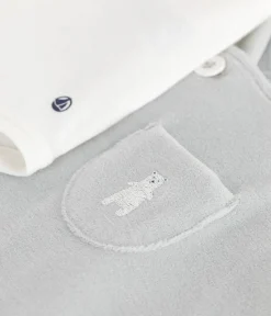 Petit Bateau Sets, Overalls & Latzhosen|Newborn*Baby-Latzhosen-Set aus einfarbiger Baumwolle mit hübschen Verzierungen CO2/ MARSHMALLOW