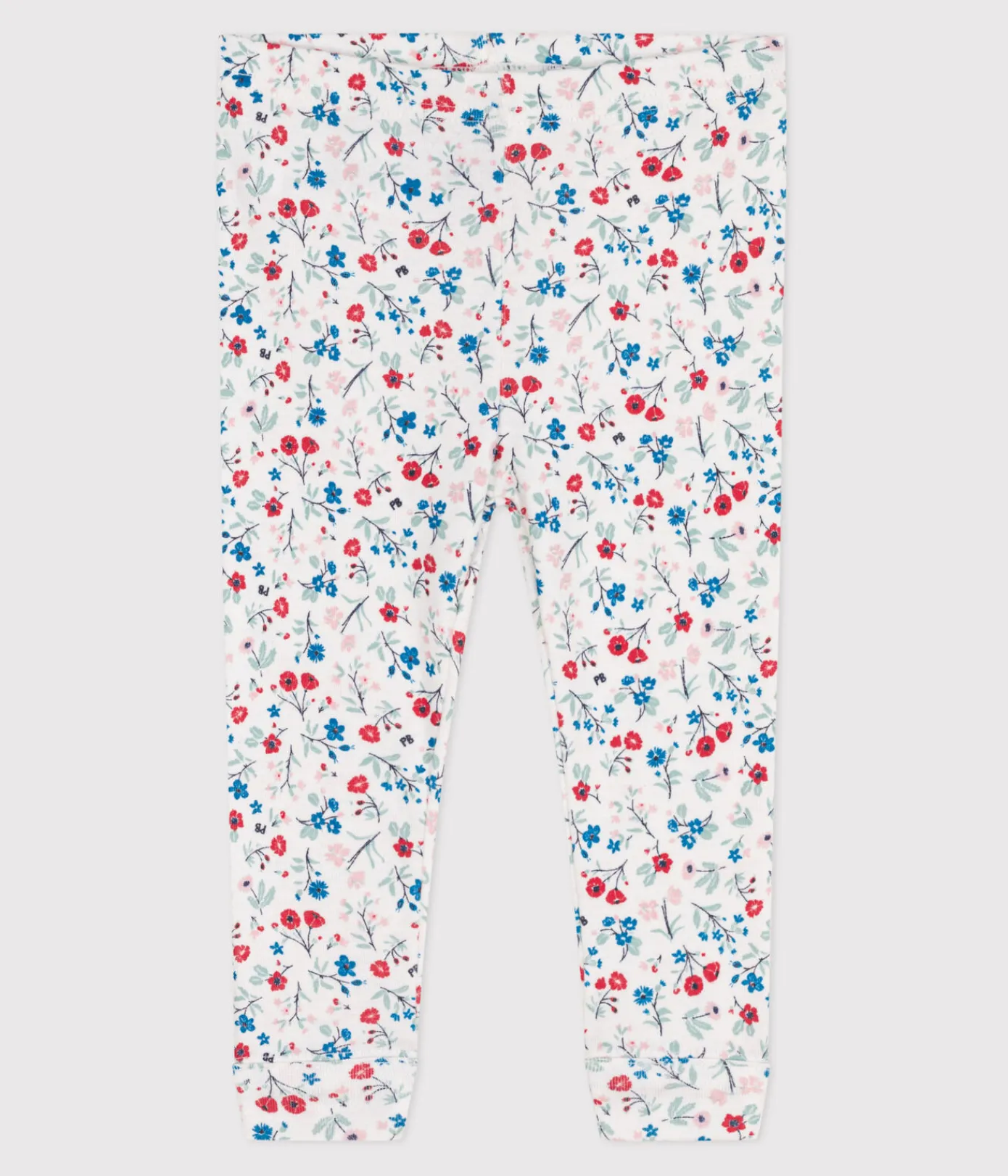 Petit Bateau Shorts, Hosen, Leggings*Baby-Leggings aus Baumwolle mit Blumenmuster weiss MARSHMALLOW/weiss MULTICO