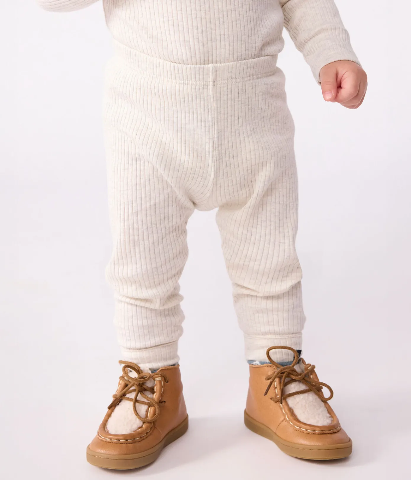 Petit Bateau Shorts, Hosen, Leggings*Baby-Leggings aus einfarbiger Baumwolle beige MONTELIMAR CHINE