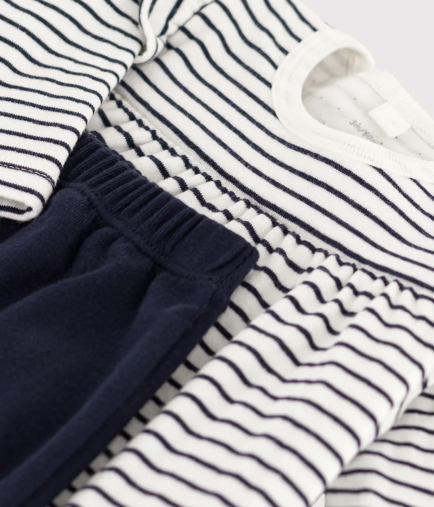 Petit Bateau Kleider|Newborn*Baby-Leggings-Kleid mit Streifen für Mädchen weiss MARSHMALLOW/blau SMOKING