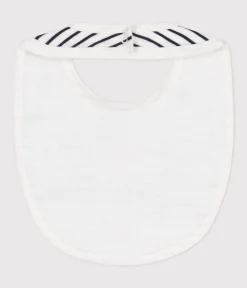 Petit Bateau Lätzchen​|Newborn*Baby-Lätzchen weiss MARSHMALLOW/blau SMOKING