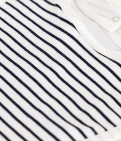 Petit Bateau Lätzchen|Newborn*Baby-Lätzchen weiss MARSHMALLOW/blau SMOKING