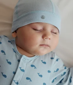 Petit Bateau Accessoires, Sonnenhüte, Caps|Newborn*Baby-Mütze aus einfarbiger Baumwolle blau TOUDOU