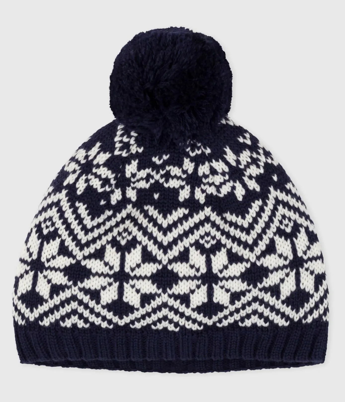 Petit Bateau Accessoires, Sonnenhüte, Caps*Baby-Mütze aus Jacquard-Wollstoff blau SOIR/ MARSHMALLOW