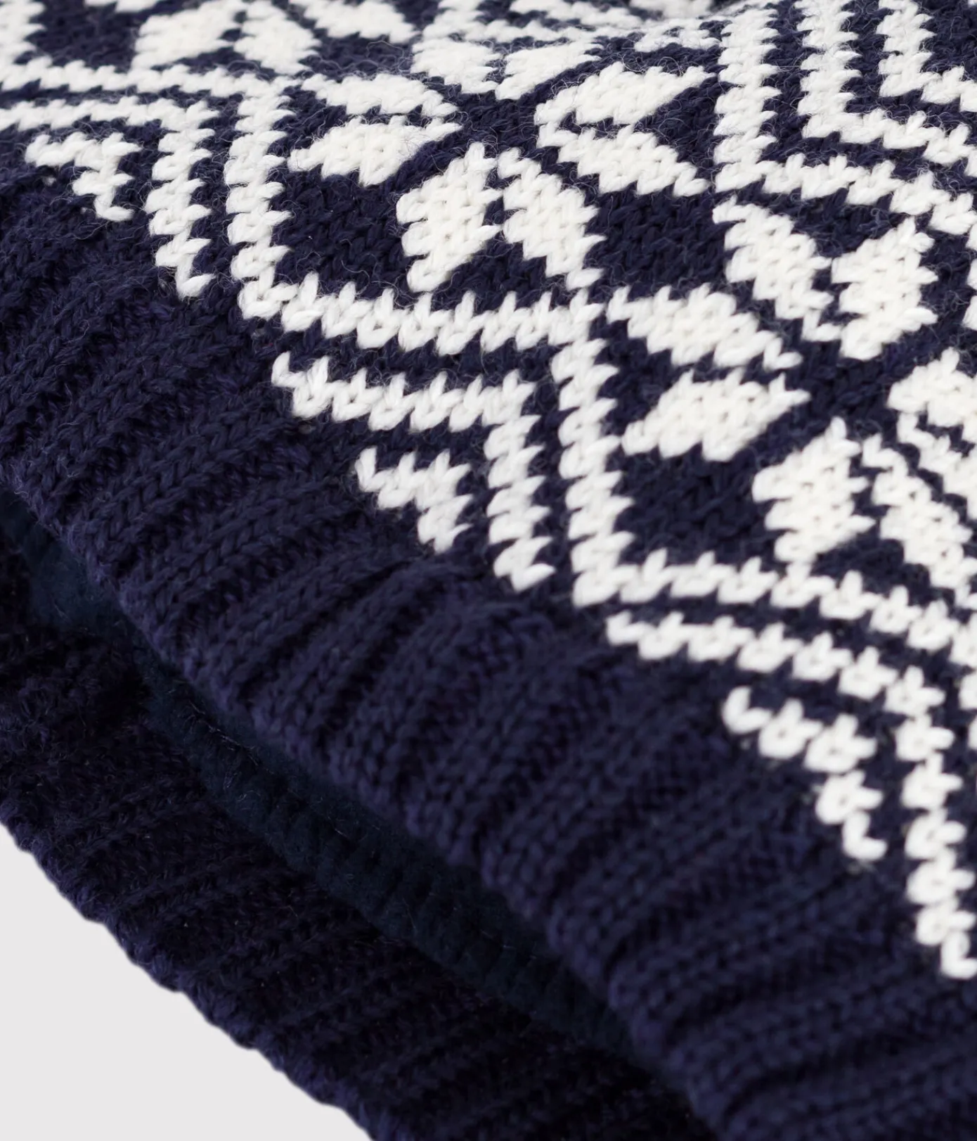 Petit Bateau Accessoires, Sonnenhüte, Caps*Baby-Mütze aus Jacquard-Wollstoff blau SOIR/ MARSHMALLOW