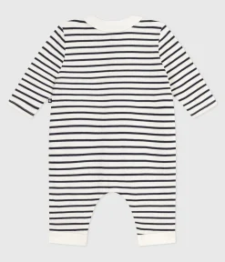 Petit Bateau Sets, Overalls & Latzhosen|Newborn*Baby-Overall mit Kragen aus Baumwolle und Matrosenstreifen weiss MARSHMALLOW/blau SMOKING