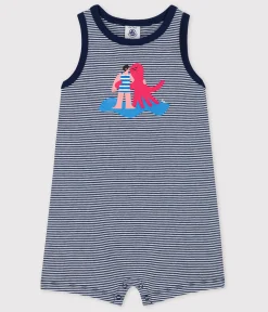Petit Bateau Schlafanzüge, Strampler|Sets, Overalls & Latzhosen*Baby-Overall x Water Family blau MEDIEVAL/weiss MARSHMALLOW
