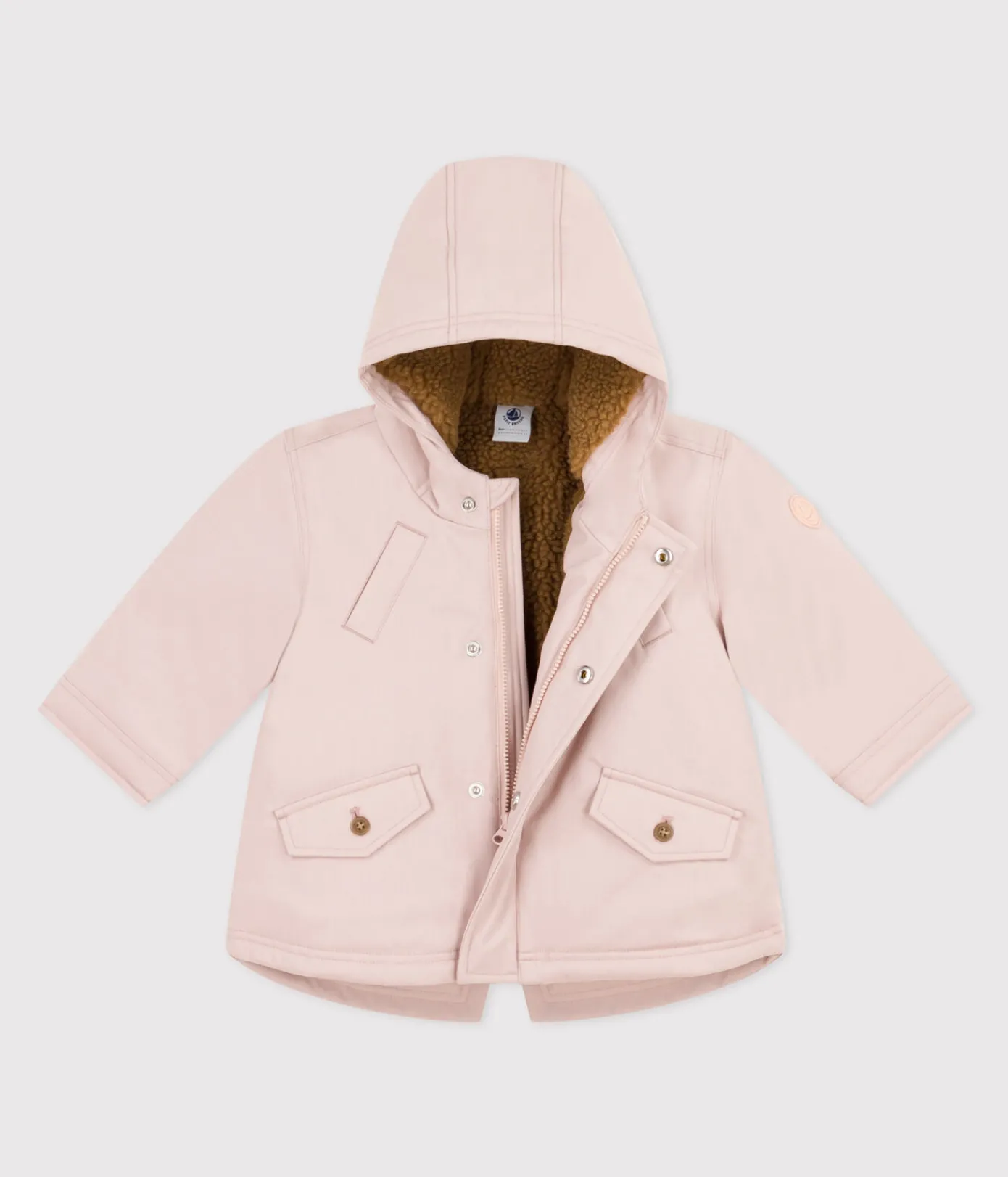Petit Bateau Jacken, Anoraks*Babyparka mit Sherpafutter. rosa SALINE