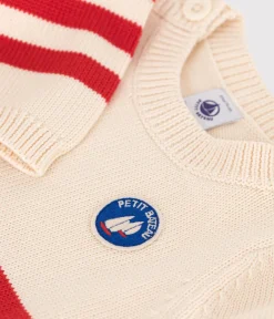 Petit Bateau Pullover, Cardigans*Baby-Pullover aus Baumwolle mit Streifen und Brust-Aufnäher. ROT AVALANCHE/ AURORA