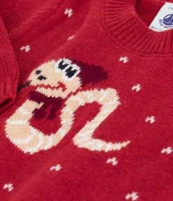 Petit Bateau Pullover, Cardigans*Baby-Pullover aus Woll- und Baumwollstrick ROT