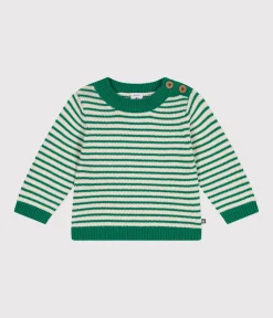 Petit Bateau Pullover, Cardigans*Baby-Pullover aus Woll- und Baumwollstrick grün JARDIN/ AVALANCHE