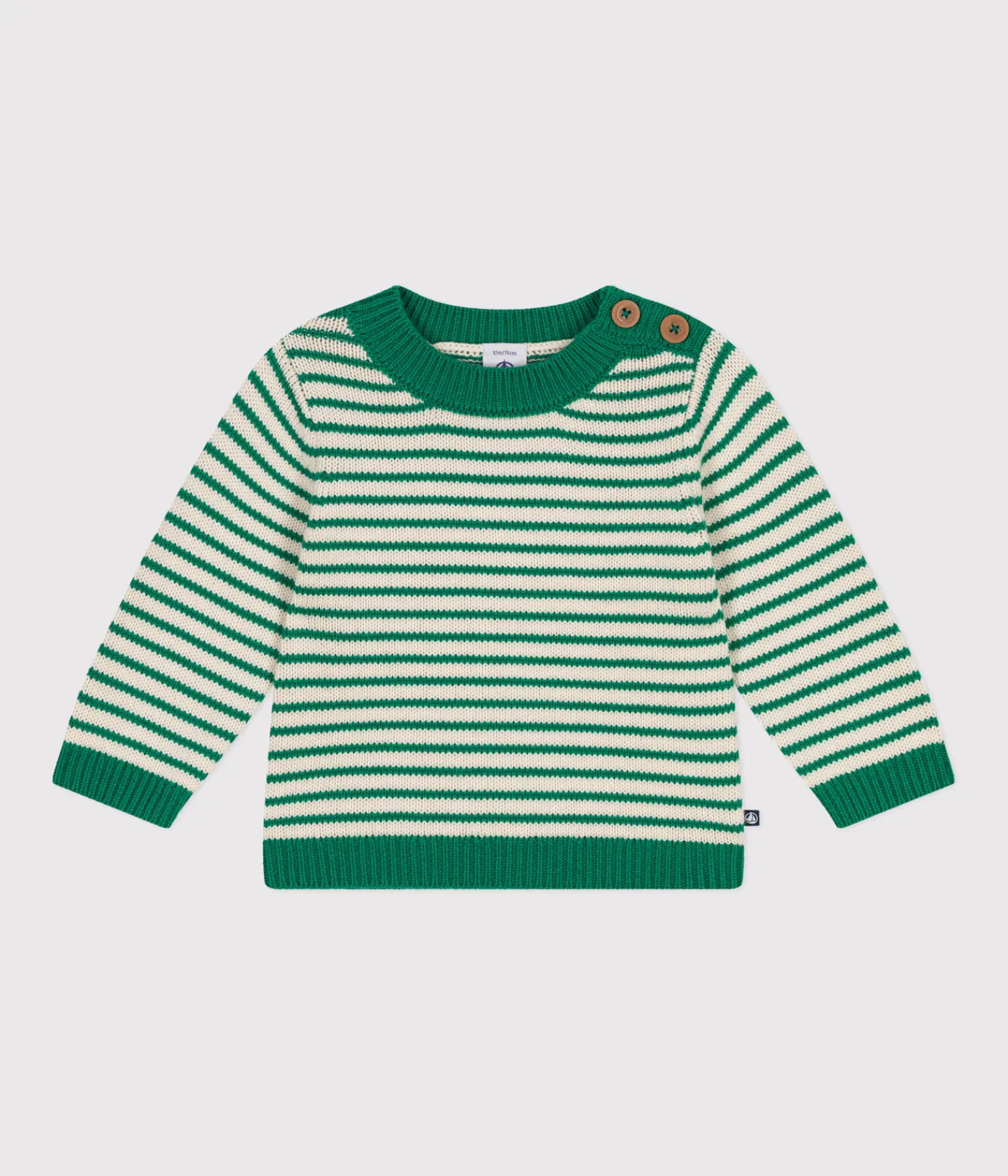 Petit Bateau Pullover, Cardigans*Baby-Pullover aus Woll- und Baumwollstrick grün JARDIN/ AVALANCHE