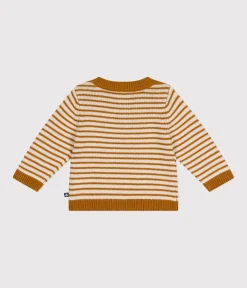 Petit Bateau Pullover, Cardigans*Baby-Pullover aus Woll- und Baumwollstrick ECUREUIL/ AVALANCHE