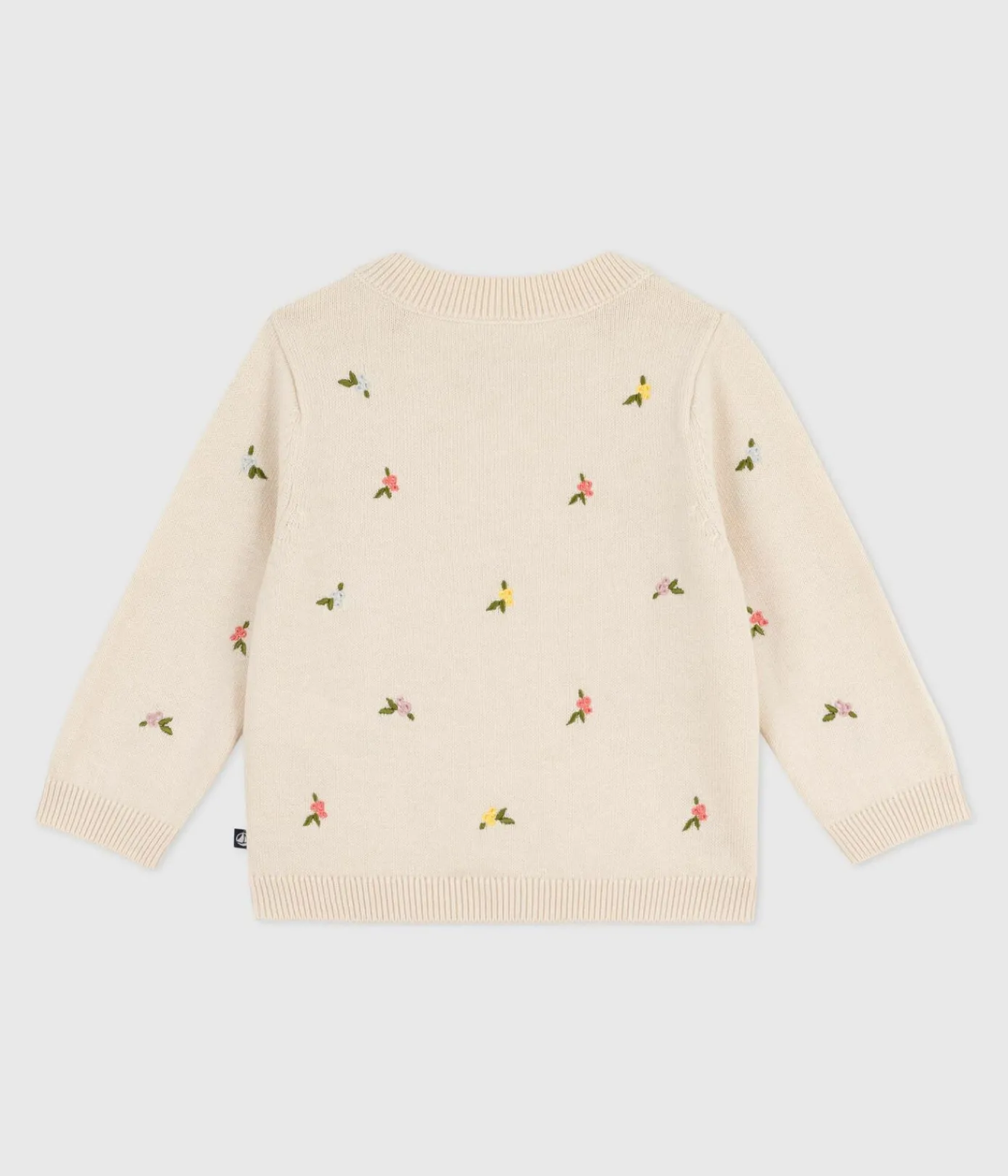 Petit Bateau Pullover, Cardigans*Baby-Pullover aus Wolle und Baumwolle mit bestickten Blumen weiss AVALANCHE/ MULTICO