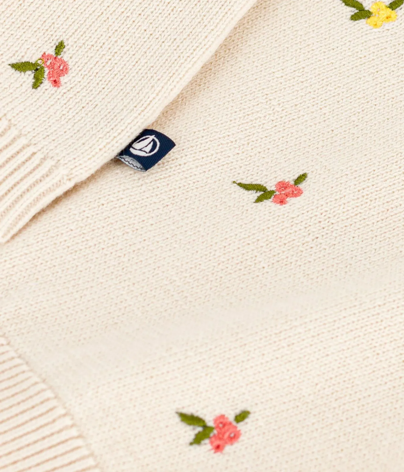 Petit Bateau Pullover, Cardigans*Baby-Pullover aus Wolle und Baumwolle mit bestickten Blumen weiss AVALANCHE/ MULTICO
