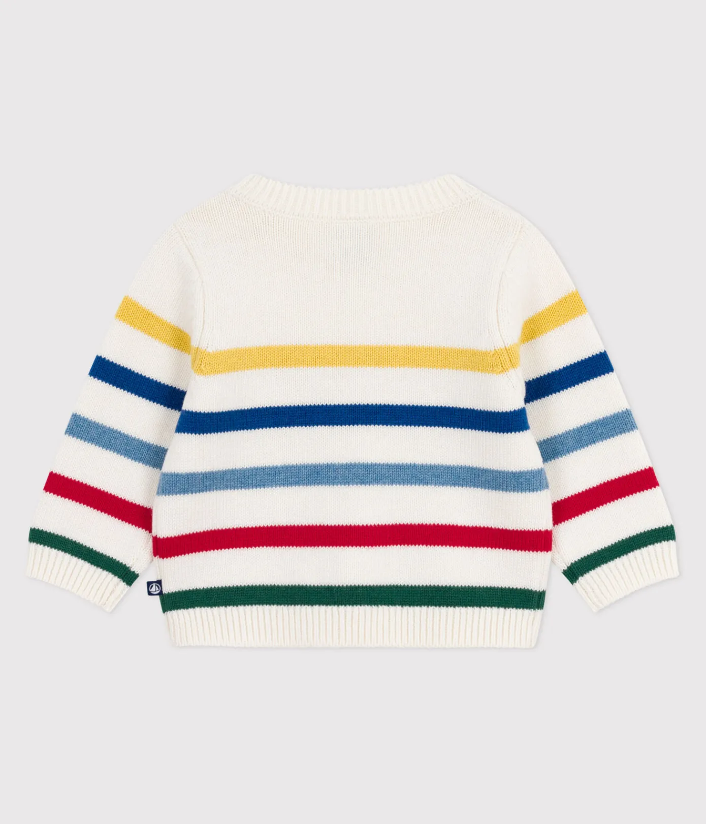 Petit Bateau Pullover, Cardigans*Baby-Pullover aus Wolle und Baumwolle mit bunten Streifen weiss MARSHMALLOW/weiss MULTICO