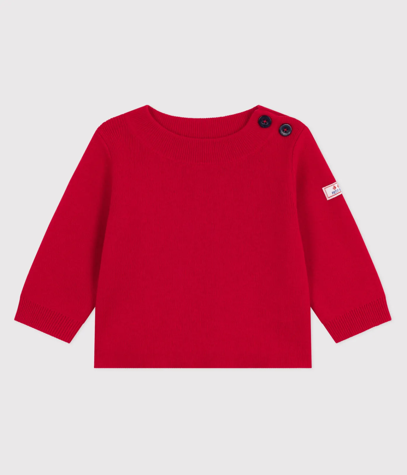 Petit Bateau Pullover, Cardigans*Baby-Pullover im Marine-Look aus einfarbiger Wollle und Baumwolle ROT POMPEI