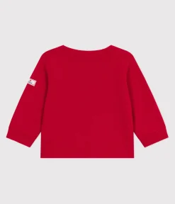 Petit Bateau Pullover, Cardigans*Baby-Pullover im Marine-Look aus einfarbiger Wollle und Baumwolle ROT POMPEI