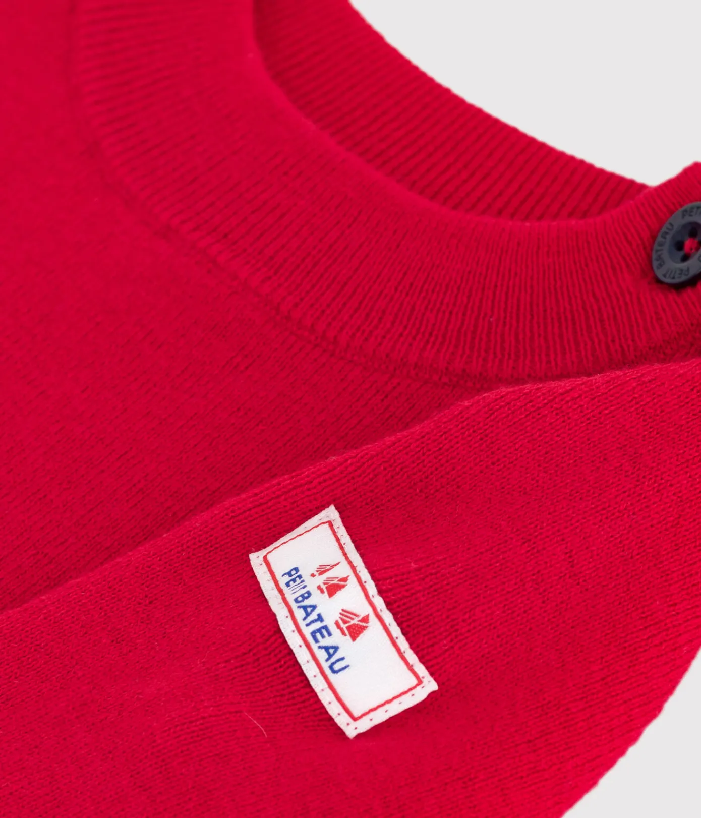 Petit Bateau Pullover, Cardigans*Baby-Pullover im Marine-Look aus einfarbiger Wollle und Baumwolle ROT POMPEI